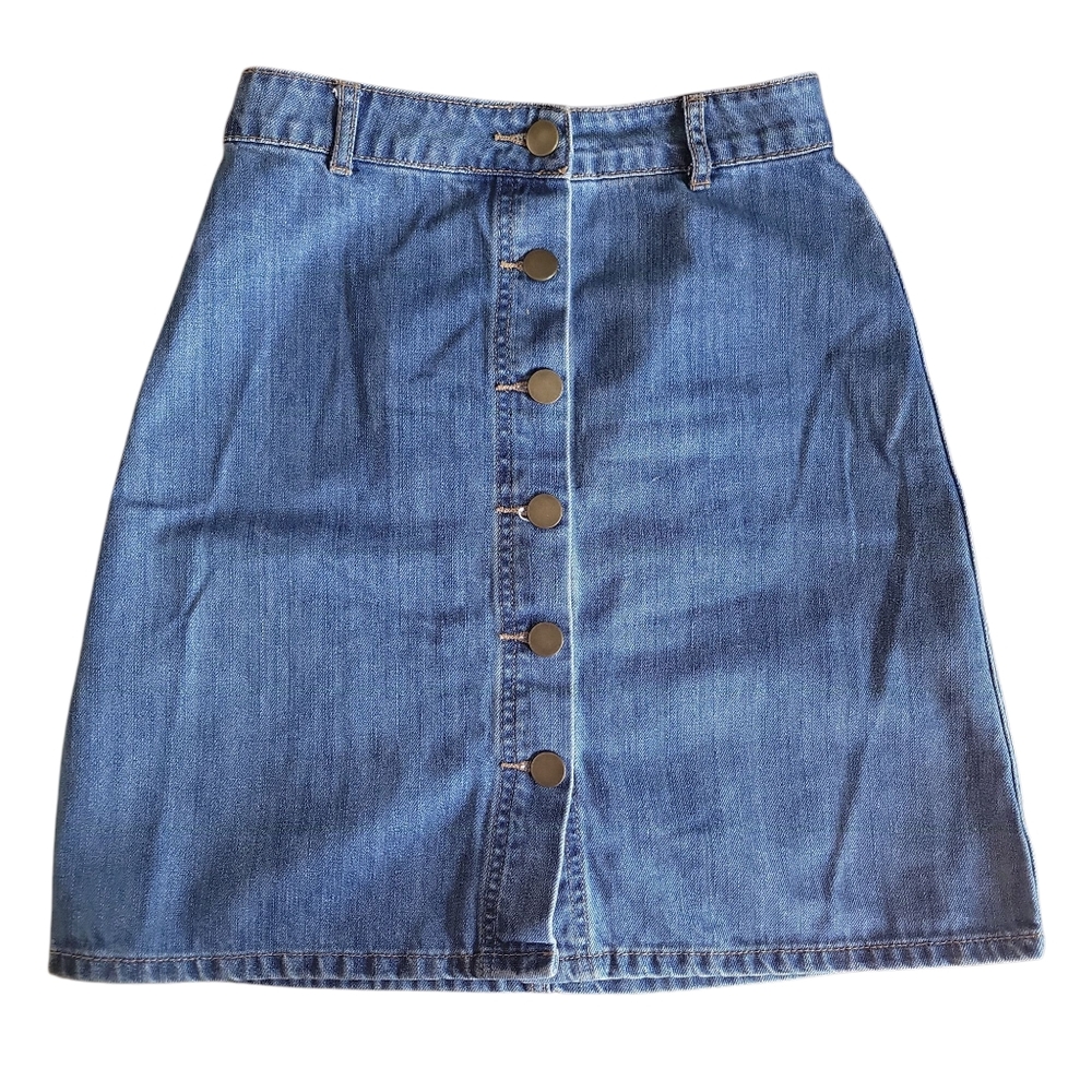 Forever 21 Button Front Denim A-Line Skirt Women's Size S